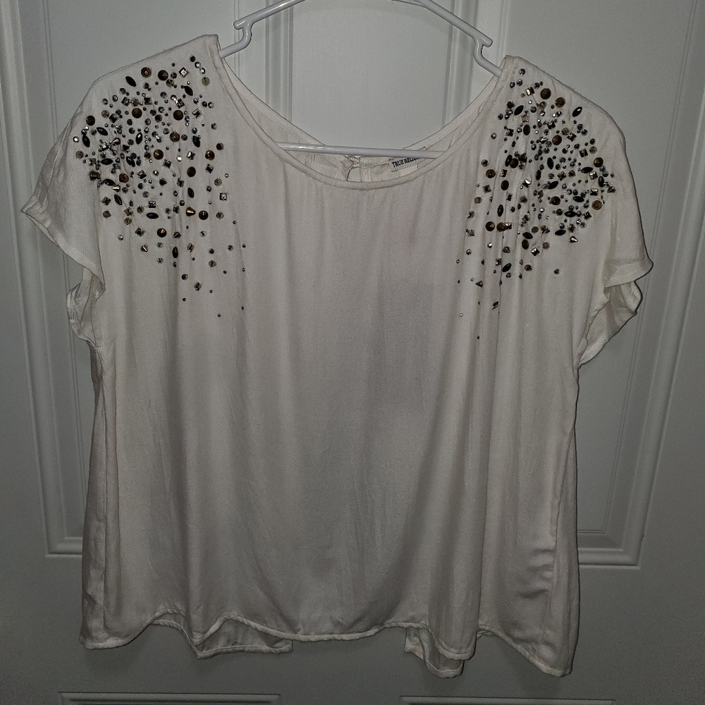 NWT open back True Religion top with stud details
